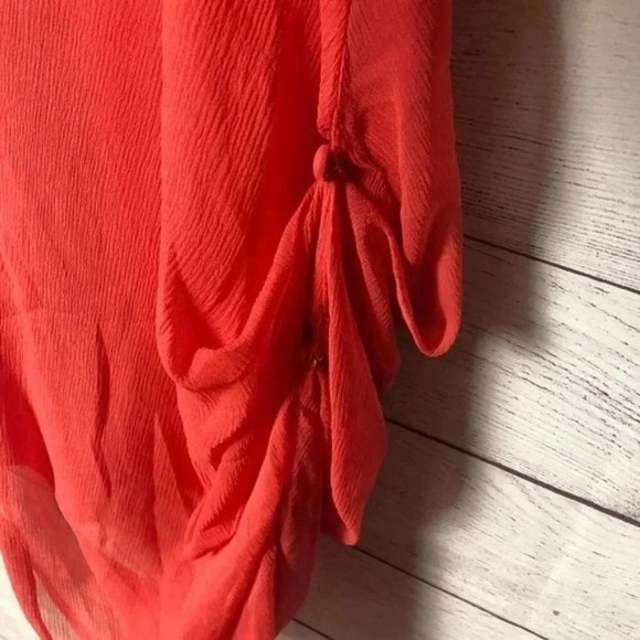 Elizabeth and James Coral Silk Chiffon Mini Sheath Dress 4 - Picture 6 of 8